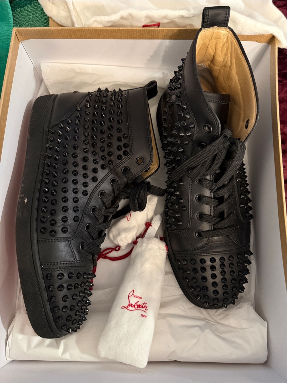 Christian Louboutin Black Spiked High-Top Sneakers